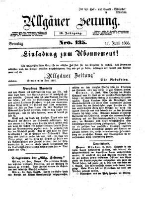 Allgäuer Zeitung Sonntag 17. Juni 1866