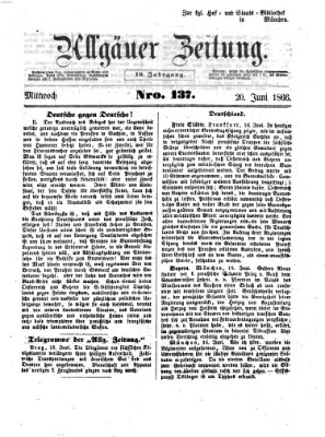 Allgäuer Zeitung Mittwoch 20. Juni 1866