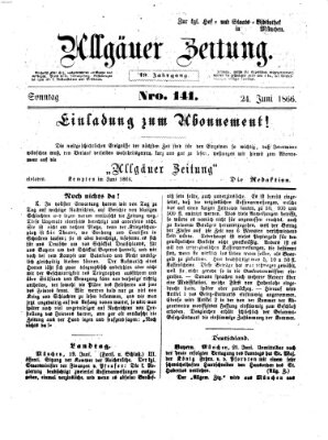 Allgäuer Zeitung Sonntag 24. Juni 1866