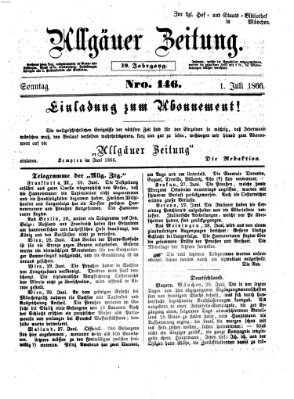 Allgäuer Zeitung Sonntag 1. Juli 1866