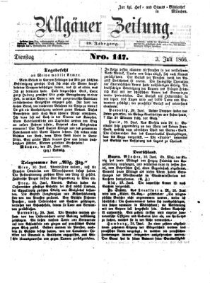 Allgäuer Zeitung Dienstag 3. Juli 1866