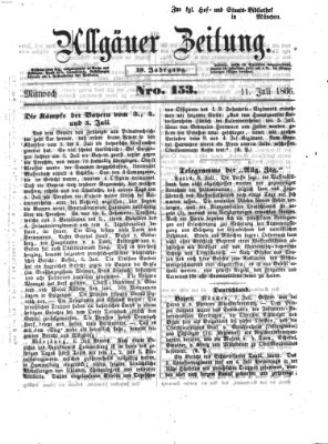 Allgäuer Zeitung Mittwoch 11. Juli 1866