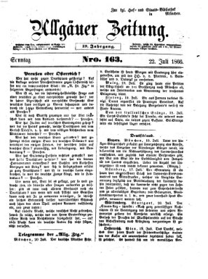 Allgäuer Zeitung Sonntag 22. Juli 1866