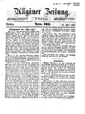 Allgäuer Zeitung Dienstag 24. Juli 1866