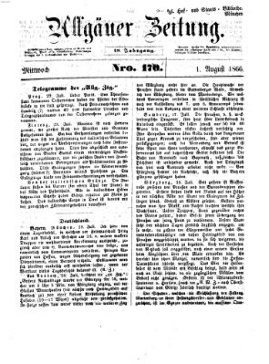 Allgäuer Zeitung Mittwoch 1. August 1866