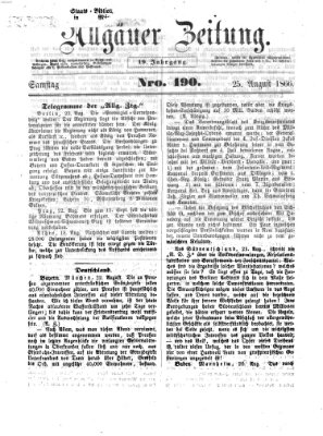 Allgäuer Zeitung Samstag 25. August 1866