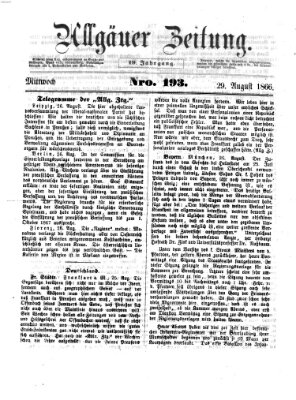 Allgäuer Zeitung Mittwoch 29. August 1866