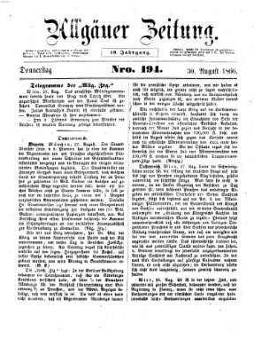 Allgäuer Zeitung Donnerstag 30. August 1866