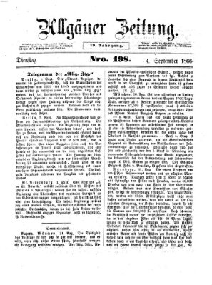 Allgäuer Zeitung Dienstag 4. September 1866