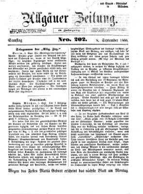 Allgäuer Zeitung Samstag 8. September 1866