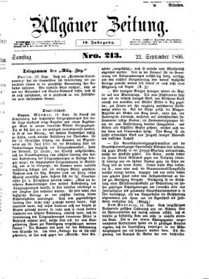 Allgäuer Zeitung Samstag 22. September 1866