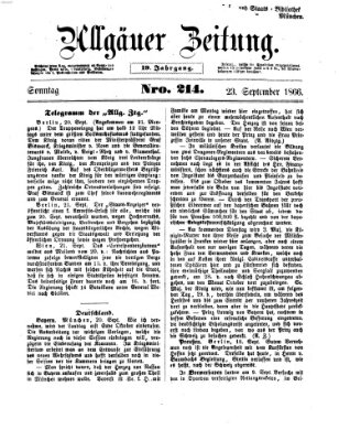 Allgäuer Zeitung Sonntag 23. September 1866