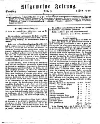 Allgemeine Zeitung Samstag 5. Januar 1799