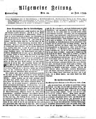 Allgemeine Zeitung Donnerstag 10. Januar 1799