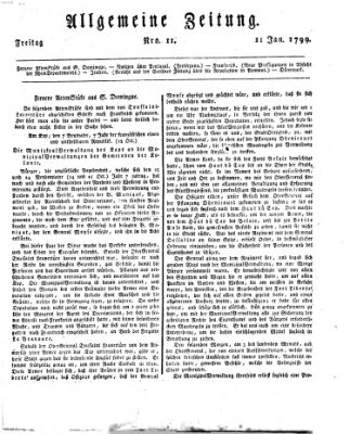 Allgemeine Zeitung Freitag 11. Januar 1799