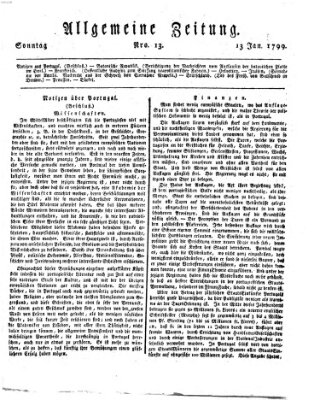 Allgemeine Zeitung Sonntag 13. Januar 1799