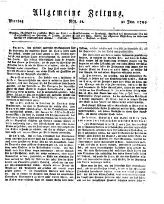 Allgemeine Zeitung Montag 21. Januar 1799