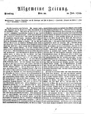 Allgemeine Zeitung Dienstag 22. Januar 1799