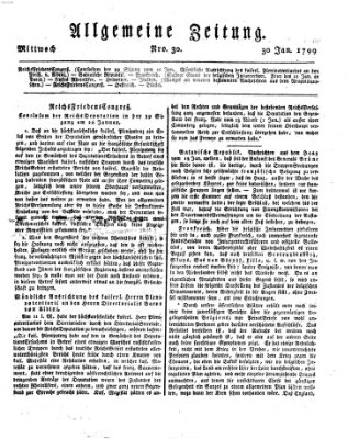 Allgemeine Zeitung Mittwoch 30. Januar 1799