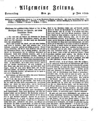 Allgemeine Zeitung Donnerstag 31. Januar 1799