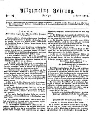 Allgemeine Zeitung Freitag 1. Februar 1799