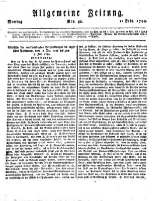 Allgemeine Zeitung Montag 11. Februar 1799