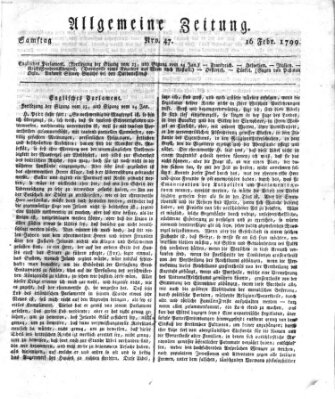 Allgemeine Zeitung Samstag 16. Februar 1799