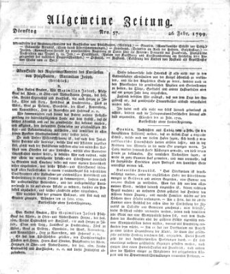 Allgemeine Zeitung Dienstag 26. Februar 1799