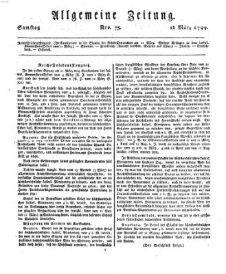 Allgemeine Zeitung Samstag 16. März 1799