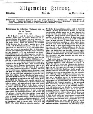 Allgemeine Zeitung Dienstag 19. März 1799