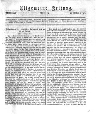 Allgemeine Zeitung Mittwoch 20. März 1799