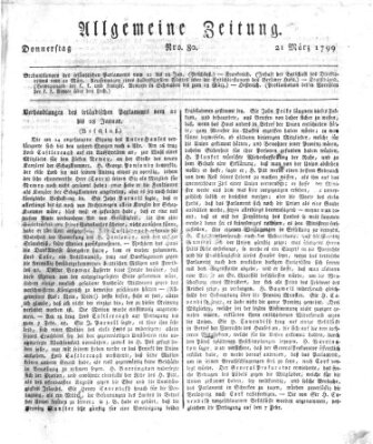 Allgemeine Zeitung Donnerstag 21. März 1799