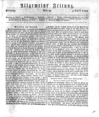 Allgemeine Zeitung Dienstag 9. April 1799