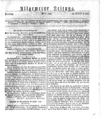 Allgemeine Zeitung Freitag 12. April 1799