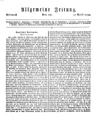 Allgemeine Zeitung Mittwoch 17. April 1799