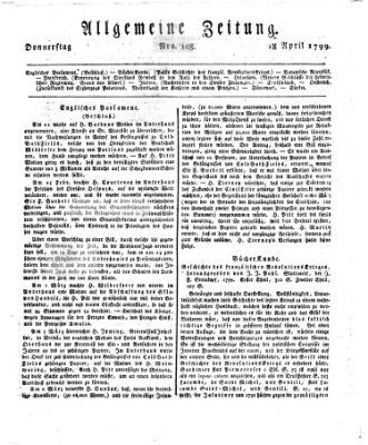 Allgemeine Zeitung Donnerstag 18. April 1799