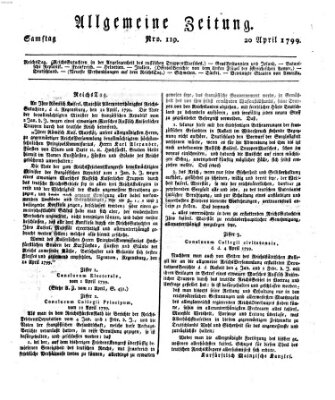 Allgemeine Zeitung Samstag 20. April 1799