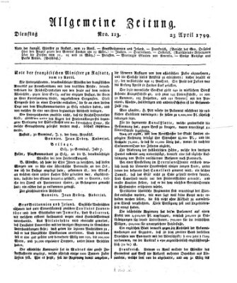 Allgemeine Zeitung Dienstag 23. April 1799