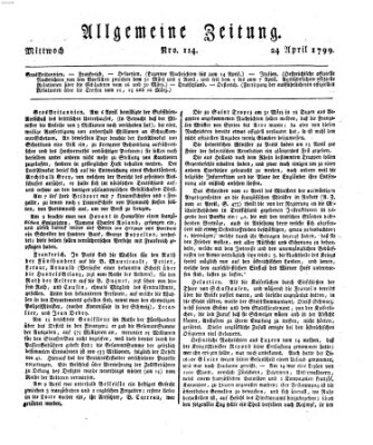 Allgemeine Zeitung Mittwoch 24. April 1799