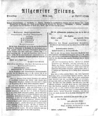 Allgemeine Zeitung Dienstag 30. April 1799