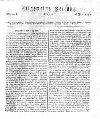 Allgemeine Zeitung Mittwoch 26. Juni 1799