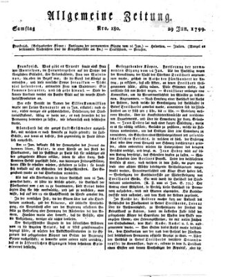 Allgemeine Zeitung Samstag 29. Juni 1799