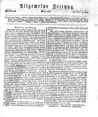 Allgemeine Zeitung Mittwoch 10. Juli 1799