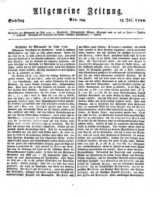 Allgemeine Zeitung Samstag 13. Juli 1799