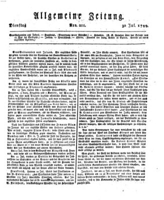 Allgemeine Zeitung Dienstag 30. Juli 1799