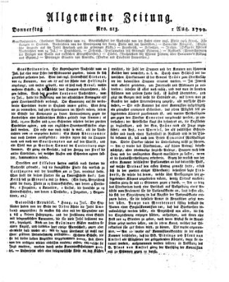 Allgemeine Zeitung Donnerstag 1. August 1799