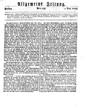 Allgemeine Zeitung Freitag 2. August 1799