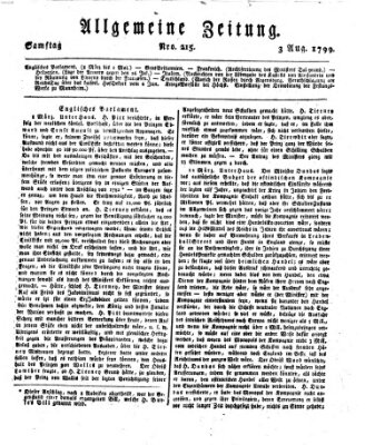 Allgemeine Zeitung Samstag 3. August 1799