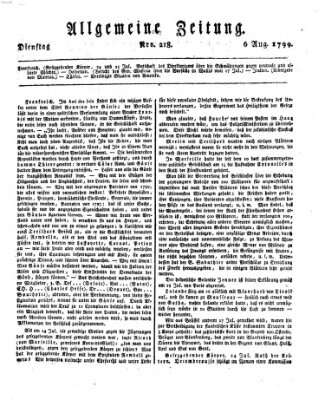 Allgemeine Zeitung Dienstag 6. August 1799