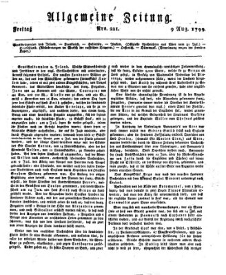 Allgemeine Zeitung Freitag 9. August 1799